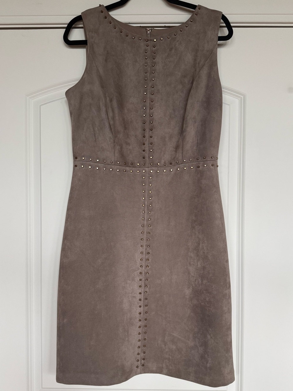 Jax Taupe Studded Sleeveless Suede Mini Dress